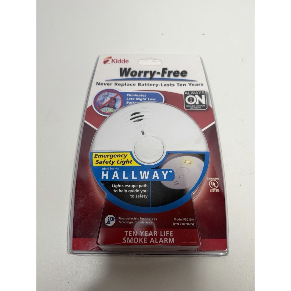 Kidde Worry Free Ten Year Life Smoke Alarm W/ Safety Light Model P3010H New